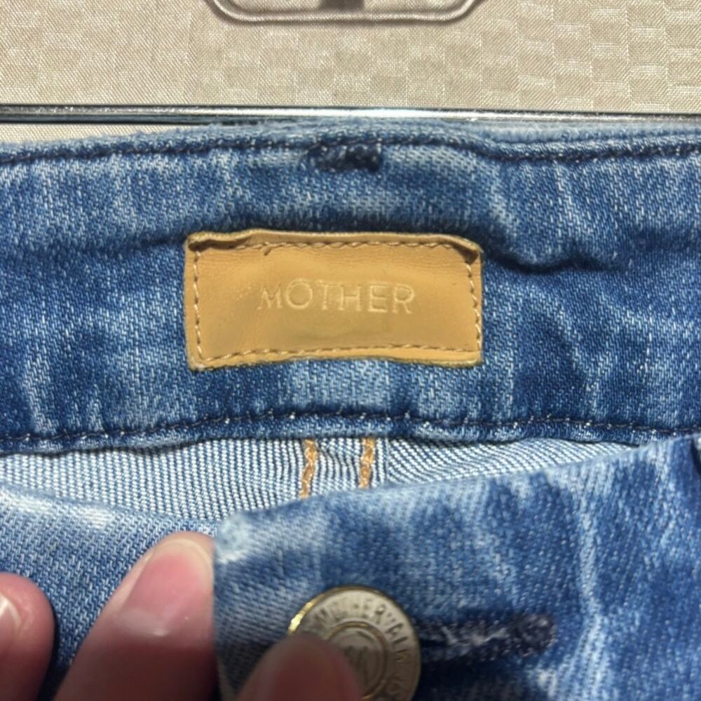 MOTHER Looker Ankle Fray Jeans Size 25 Medium Wash Skinny Birds of Paradise - Picture 3 of 9